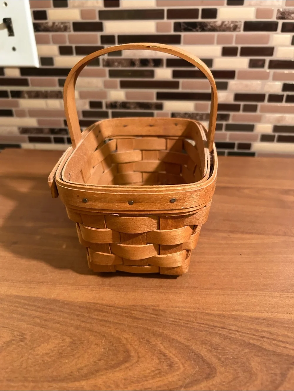 Vintage 1987 Longaberger Basket with Handle -Natural Tan